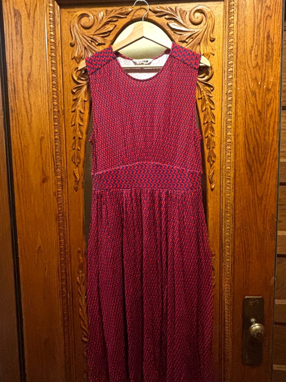 Boden Thea Sleeveless Midi Dress in Flame Scarlet, Arc Geo, 10 R - Picture 2 of 8